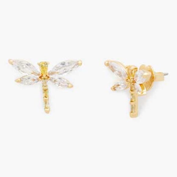 NWT kate spade Dragonfly Post Earrings - Cubic Zirconia in Goldtone - Picture 1 of 8